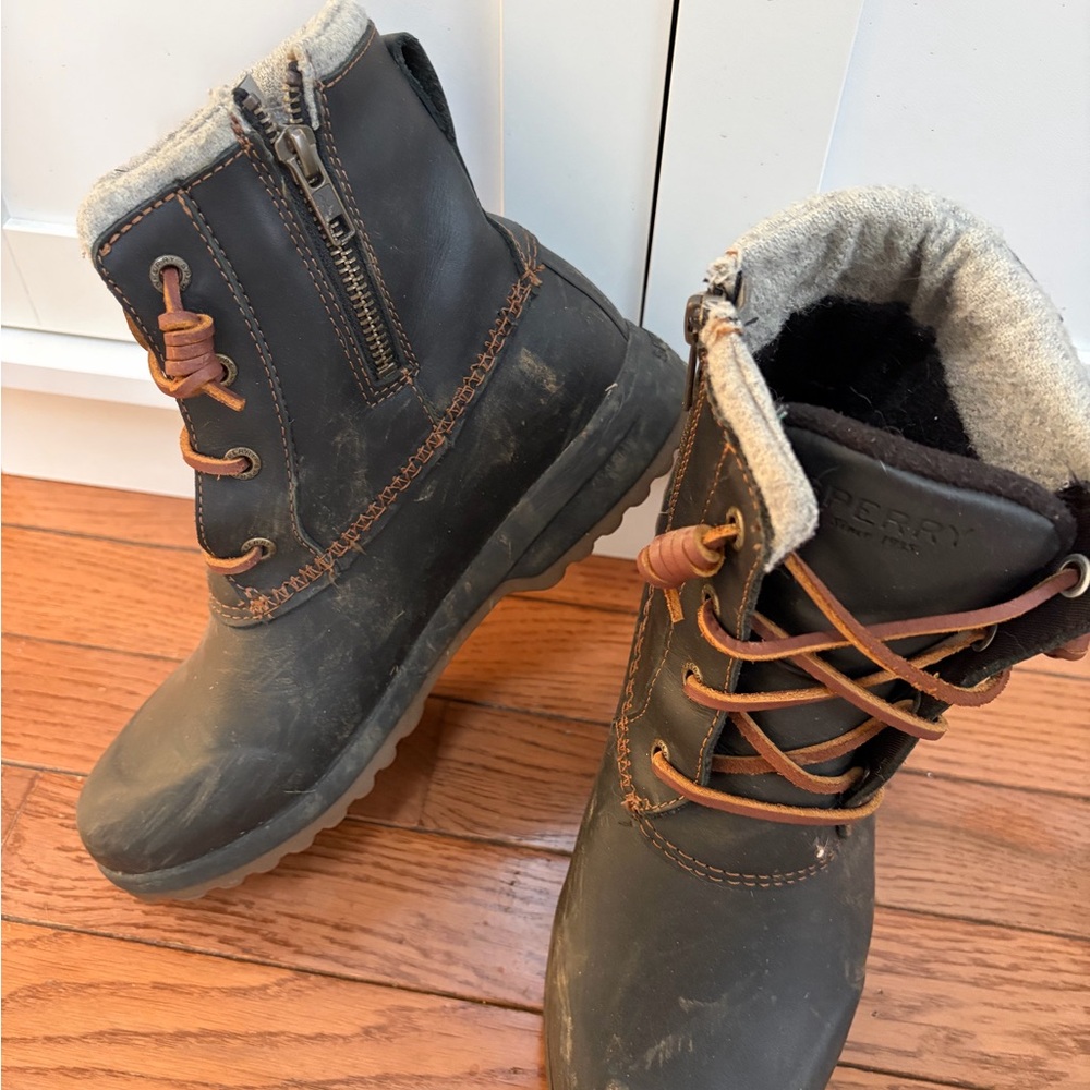 Sperry Dark Brown Boots with Tan Accents